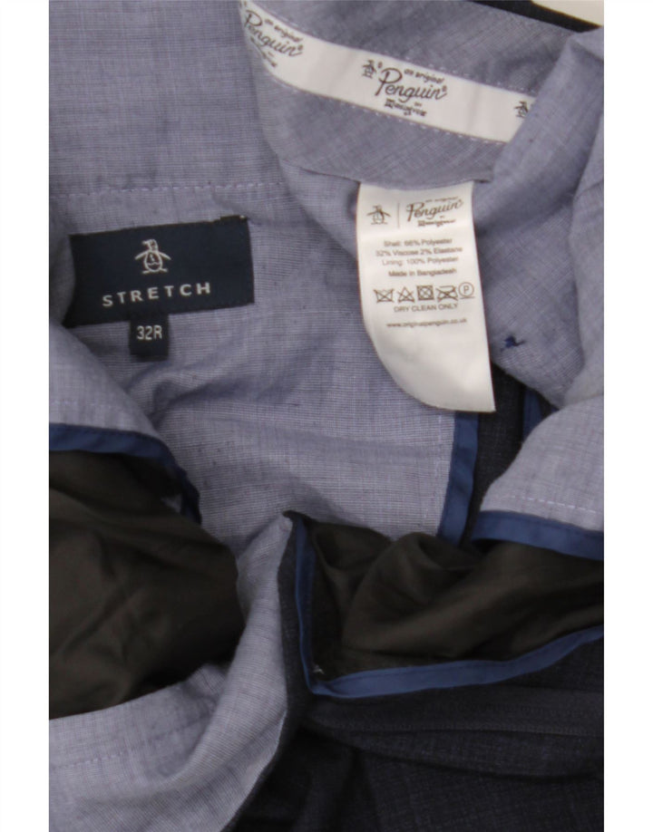 Pantalones de traje ajustados para hombre Penguin W32 L30 Poliéster a cuadros azul marino