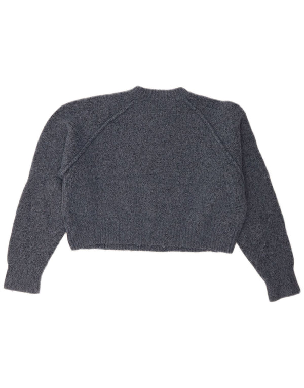 Zara Womens Crop Crew Neck Jumper Sweater UK 18 XL Blue