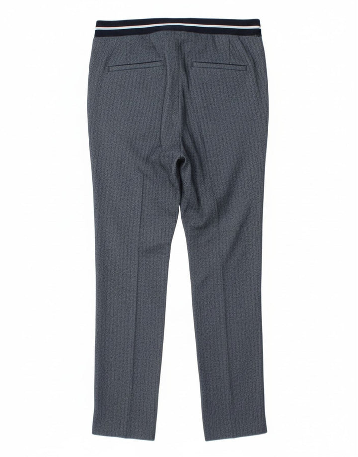 Zara Mujer Pantalón Chino Slim Small W26 L27 Poliéster En Espiga Azul