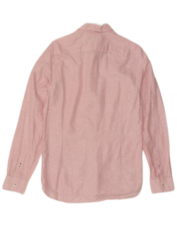 Ted Baker Camisa para hombre Talla 2 Pequeña Lino moteado rosa