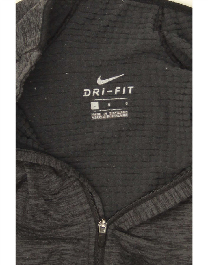 Nike Dri Fit - Camiseta de manga larga con cuello y cremallera para hombre, talla grande, color gris moteado