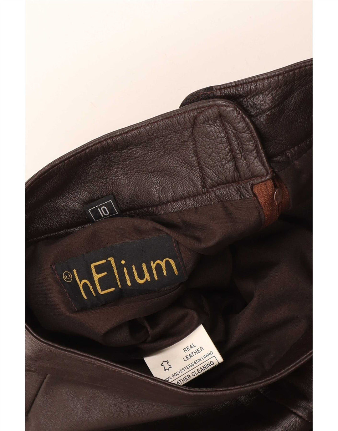 Helium Maxi Falda de Cuero para Mujer UK 10 Small W28 Marrón