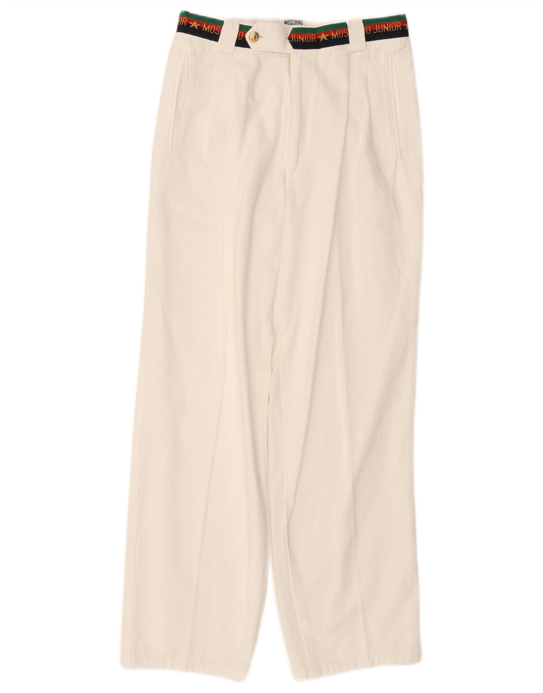 MOSCHINO Pantalones de traje con estampado gráfico para niños 9-10 años W24 L25 Algodón blanco