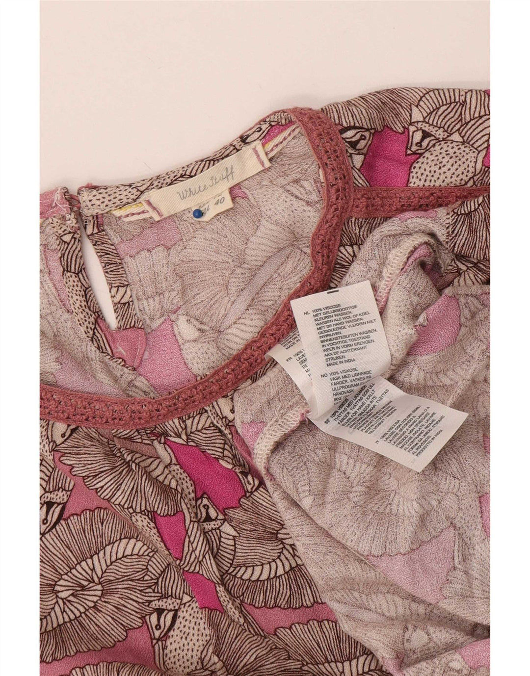 Blusa con estampado abstracto para mujer de White Stuff, talla 40, color rosa medio