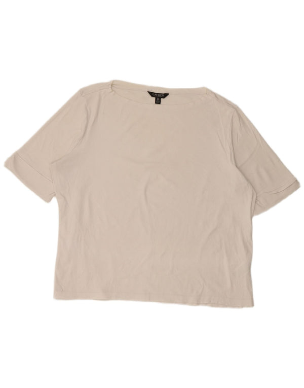 Ralph Lauren Camiseta para Mujer Top UK 22 3XL Algodón Blanco