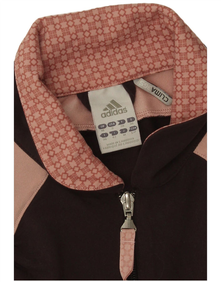 Adidas Mujer Chándal Top Chaqueta UK 10 Pequeño Granate Colorblock Poliéster