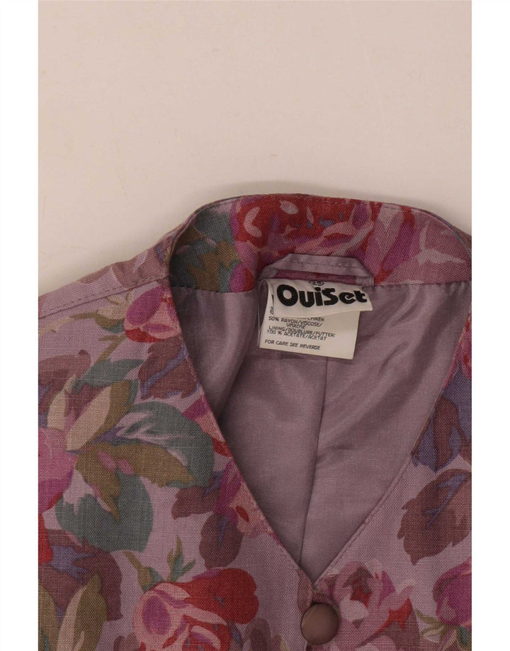 Oui Set Chaqueta Blazer para Mujer Reino Unido 10 Pequeño Acetato Floral Púrpura