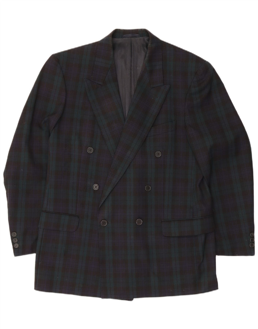 Jaeger Chaqueta tipo blazer con doble botonadura para hombre IT 52 XL Lana a cuadros azul marino