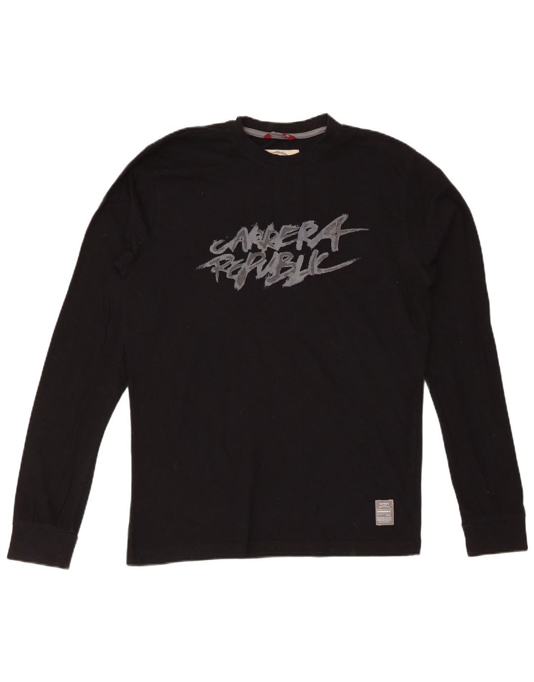 CARRERA Mens Graphic Top Manga Larga Medio Negro