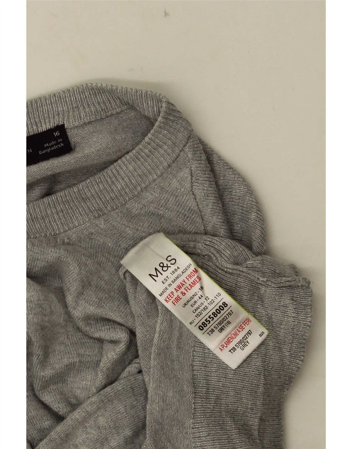 Marks & Spencer Suéter tipo cárdigan corto para mujer UK 46 Viscosa gris grande