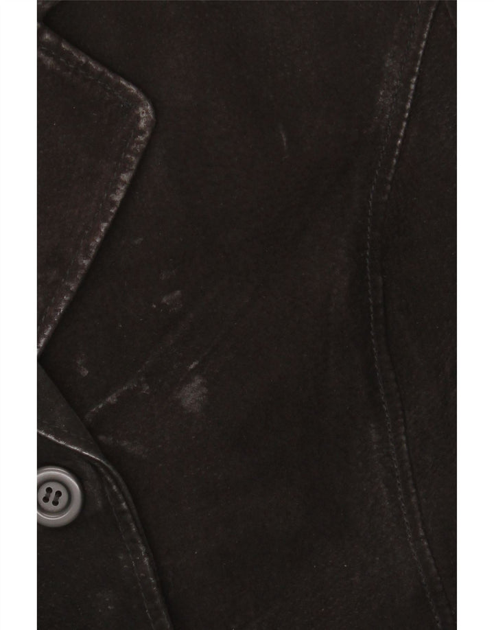 GYPSY Chaqueta Blazer de Ante con 3 Botones para Mujer UK 40 Mediana Cuero Negro