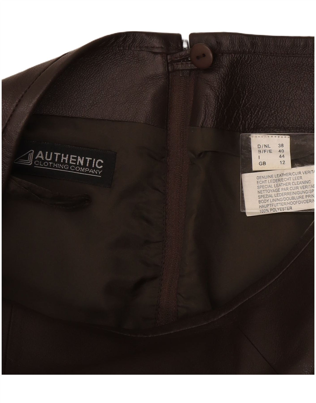 VINTAGE Falda de cuero para mujer Reino Unido 12 Medio W28 Cuero marrón