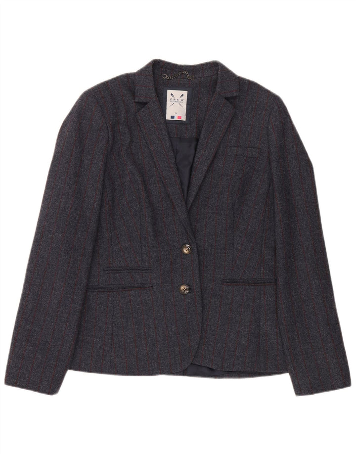 Crew Clothing Chaqueta tipo blazer de 2 botones para mujer Reino Unido 40 Grande Lana gris a rayas