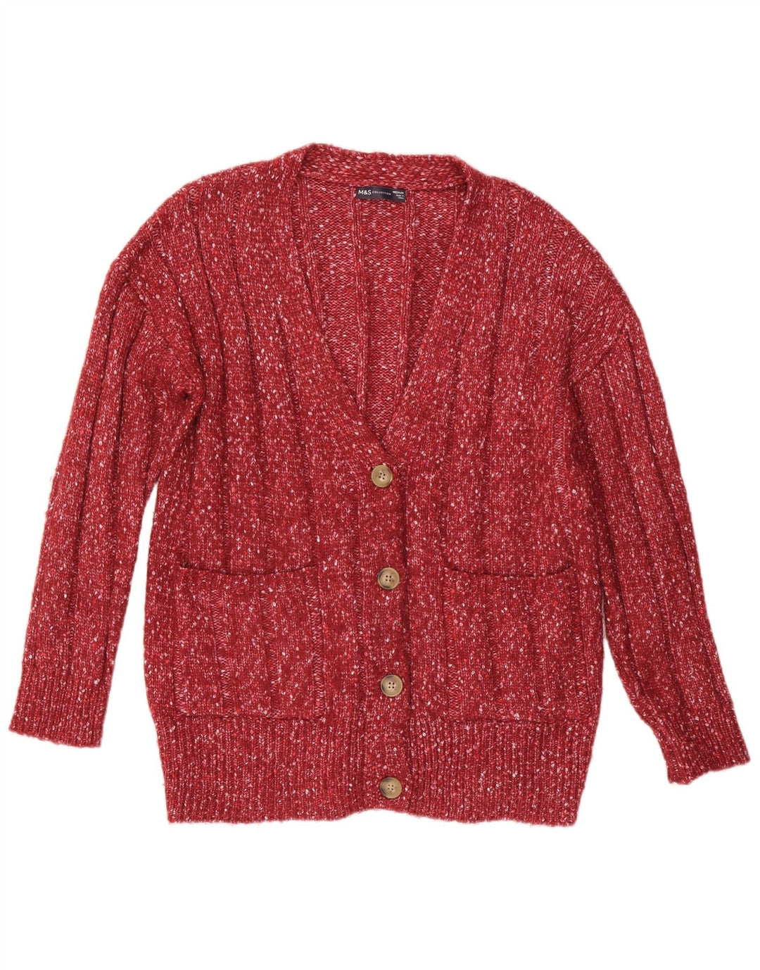 Marks & Spencer Suéter tipo cárdigan extragrande para mujer Reino Unido 40 Mediano con moteados rojos