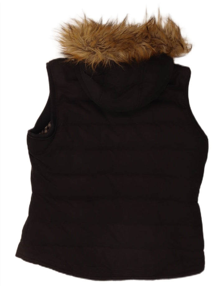 Chaleco acolchado con capucha para mujer Fat Face UK 40 Mediano Negro Poliéster