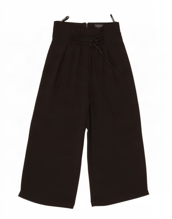 Topshop Pantalones Capri de Pierna Ancha y Cintura Alta para Mujer UK 8 Small W26 L20 Negro