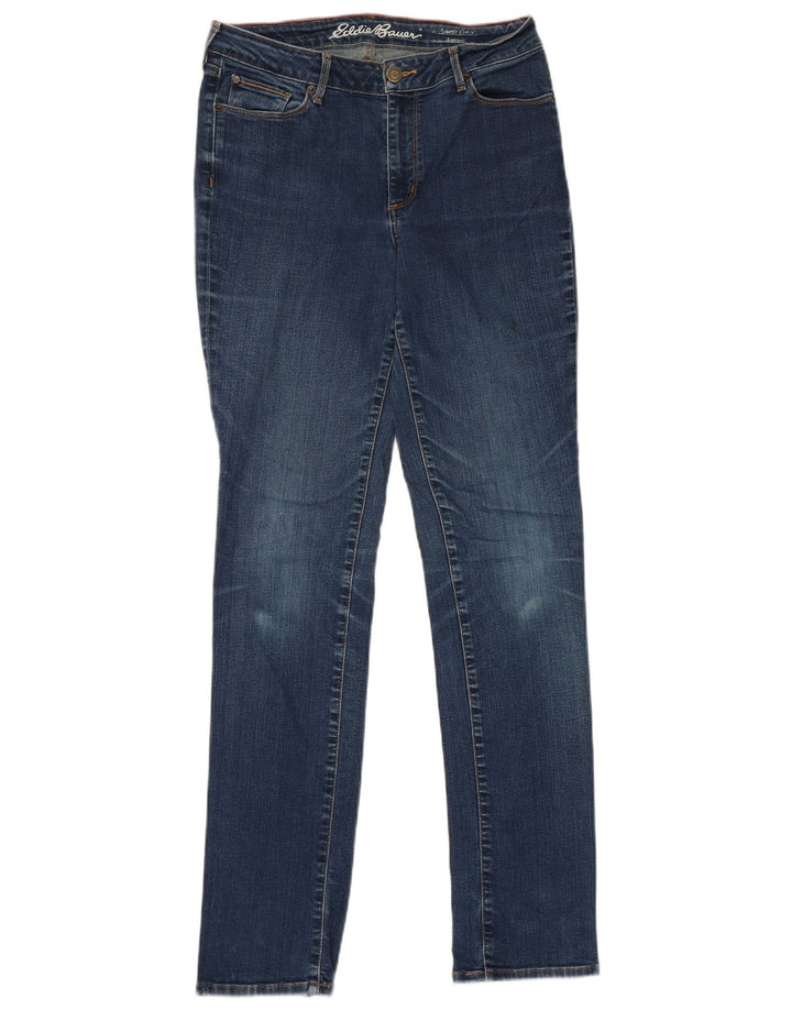 Eddie Bauer Jeans rectos ligeramente curvados para mujer US 10 Large W30 L33 Azul