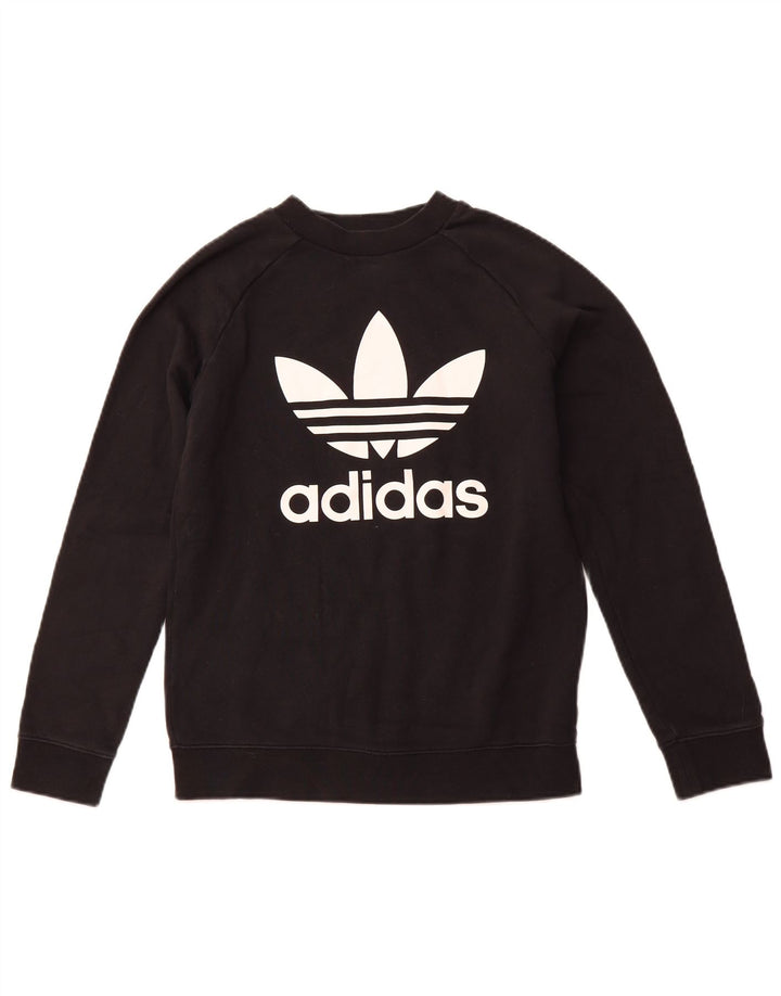 ADIDAS Sudadera gráfica para mujer Jumper UK 10 Small Black Cotton