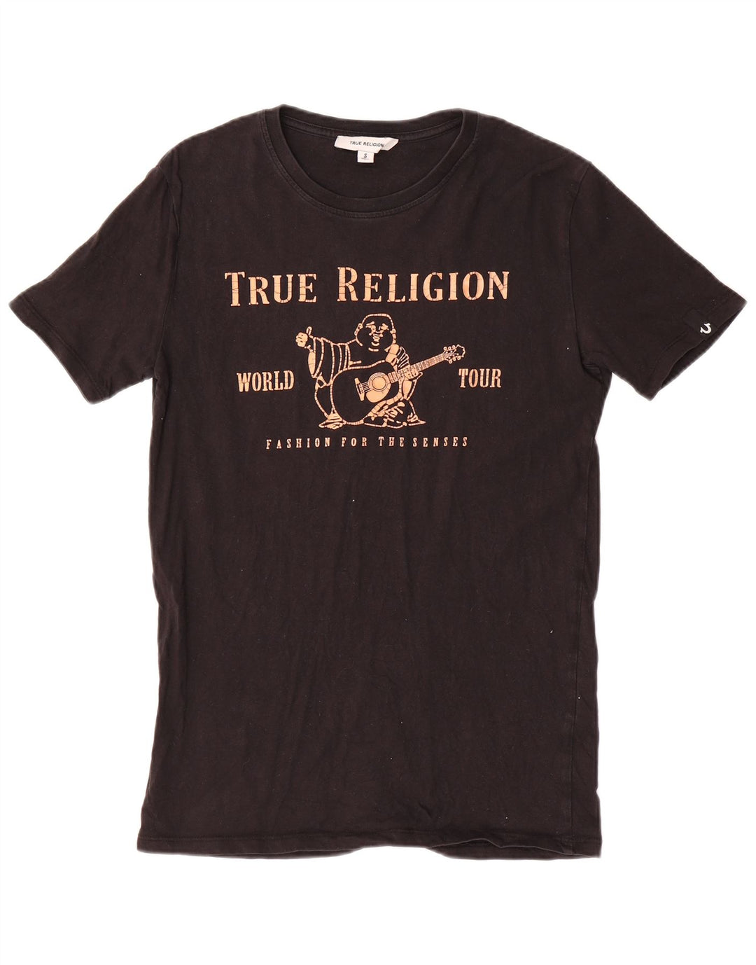 True Religion Camiseta gráfica para hombre Top pequeño de algodón negro