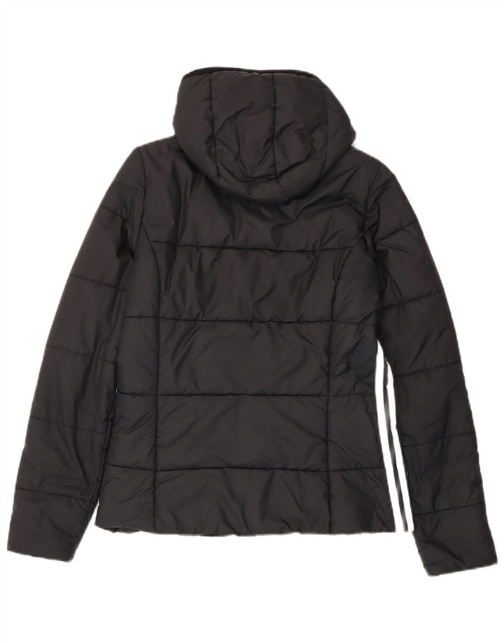 ADIDAS Chaqueta acolchada con capucha para mujer UK 12 Mediana Negro Poliéster