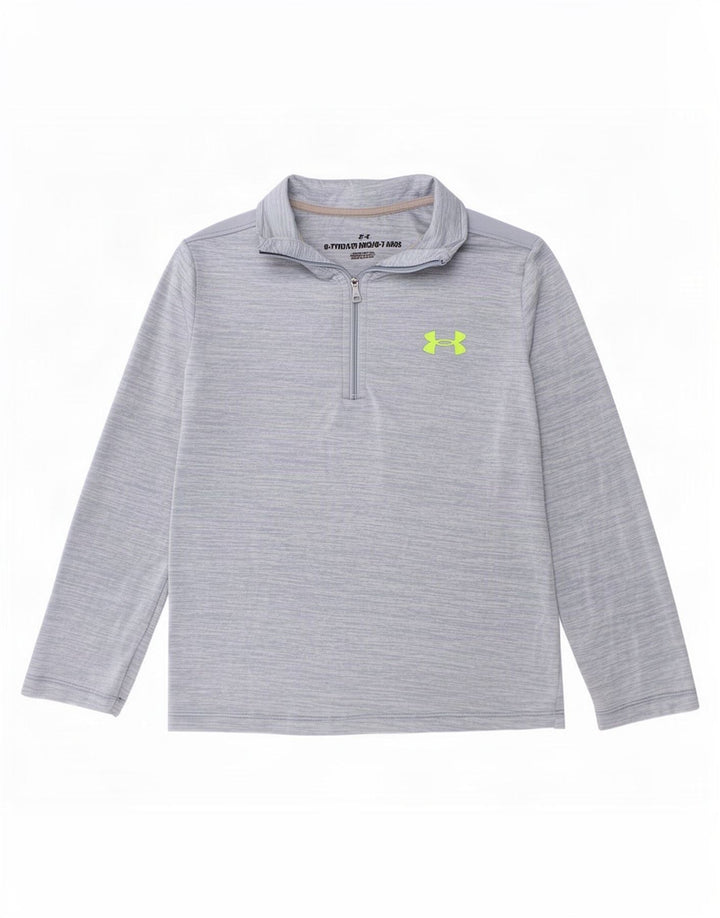 Under Armour Chándal con cremallera y cuello para niños, 6-7 años, azul moteado
