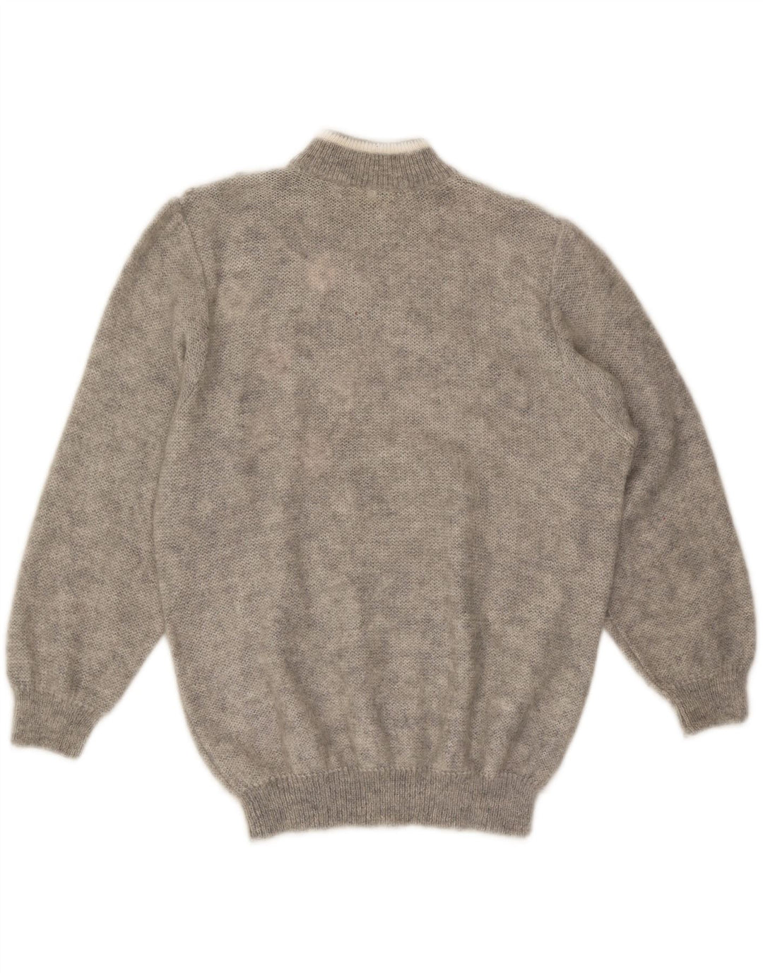 VINTAGE Mujer Cuello Tortuga Jersey Jersey Reino Unido 18 XL Gris Floral Mohair