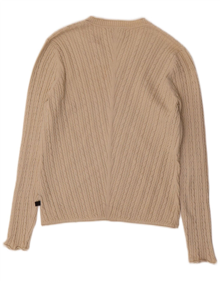 ADIDAS Jersey con cuello en V para mujer UK 12 Seda beige mediana