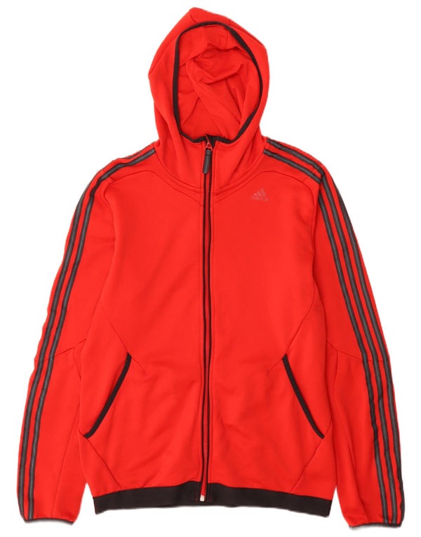Adidas Hombre Climalite Zip Sudadera Con Capucha Suéter Medio Rojo Colorblock Poliéster