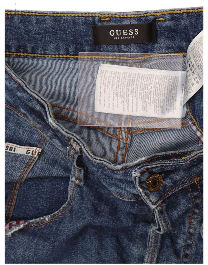 Guess Vaqueros ajustados rectos desgastados para hombre W30 L33 Poliéster azul