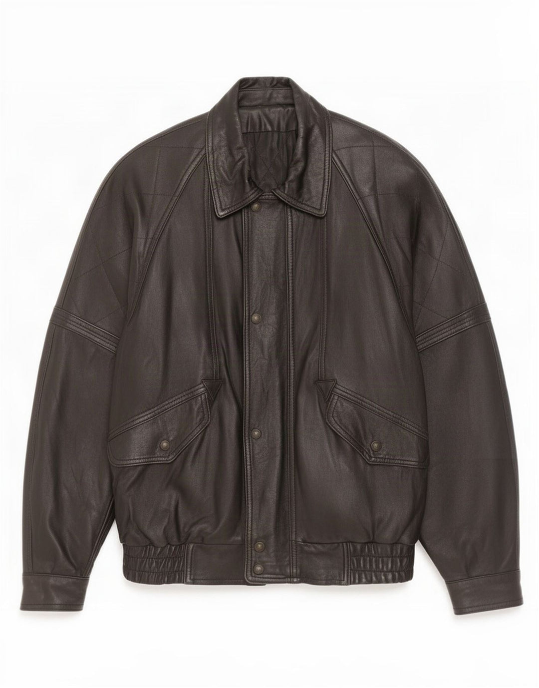 Chaqueta de cuero vintage para hombre IT 50 grande negro
