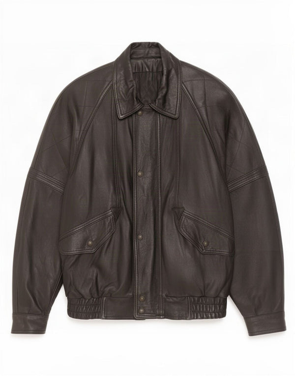 Chaqueta de cuero vintage para hombre IT 50 grande negro