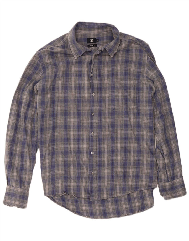 Dack's Camisa de franela de ajuste regular para hombre XL Algodón a cuadros azules
