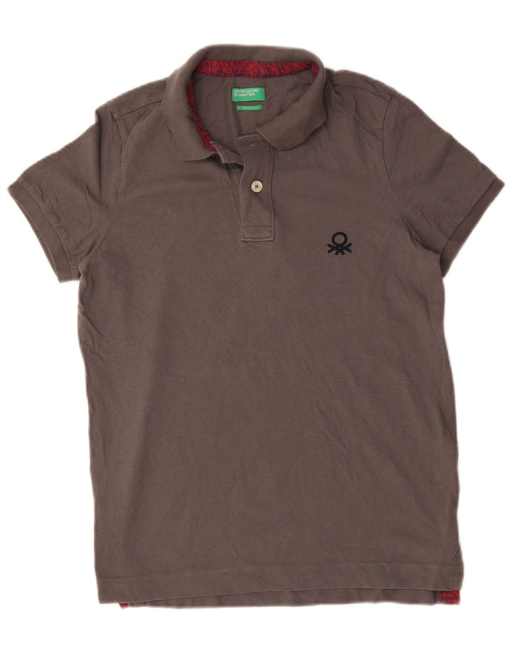 Benetton Polo Ajustado De Algodón Gris Medio Hombre
