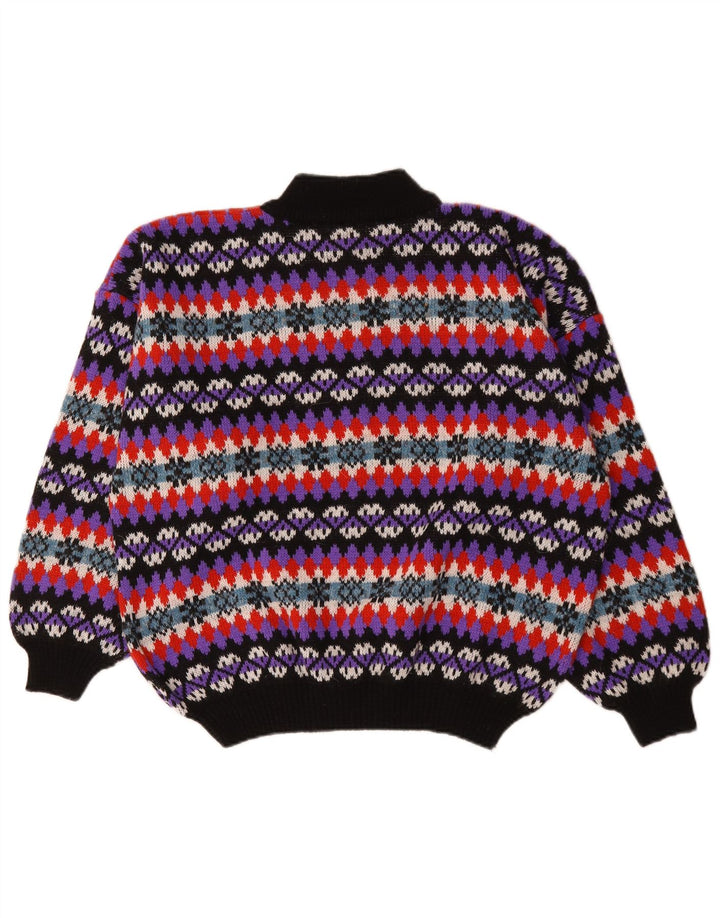 Vintage hombres tortuga cuello jumper suéter grande multicolor Fair Isle