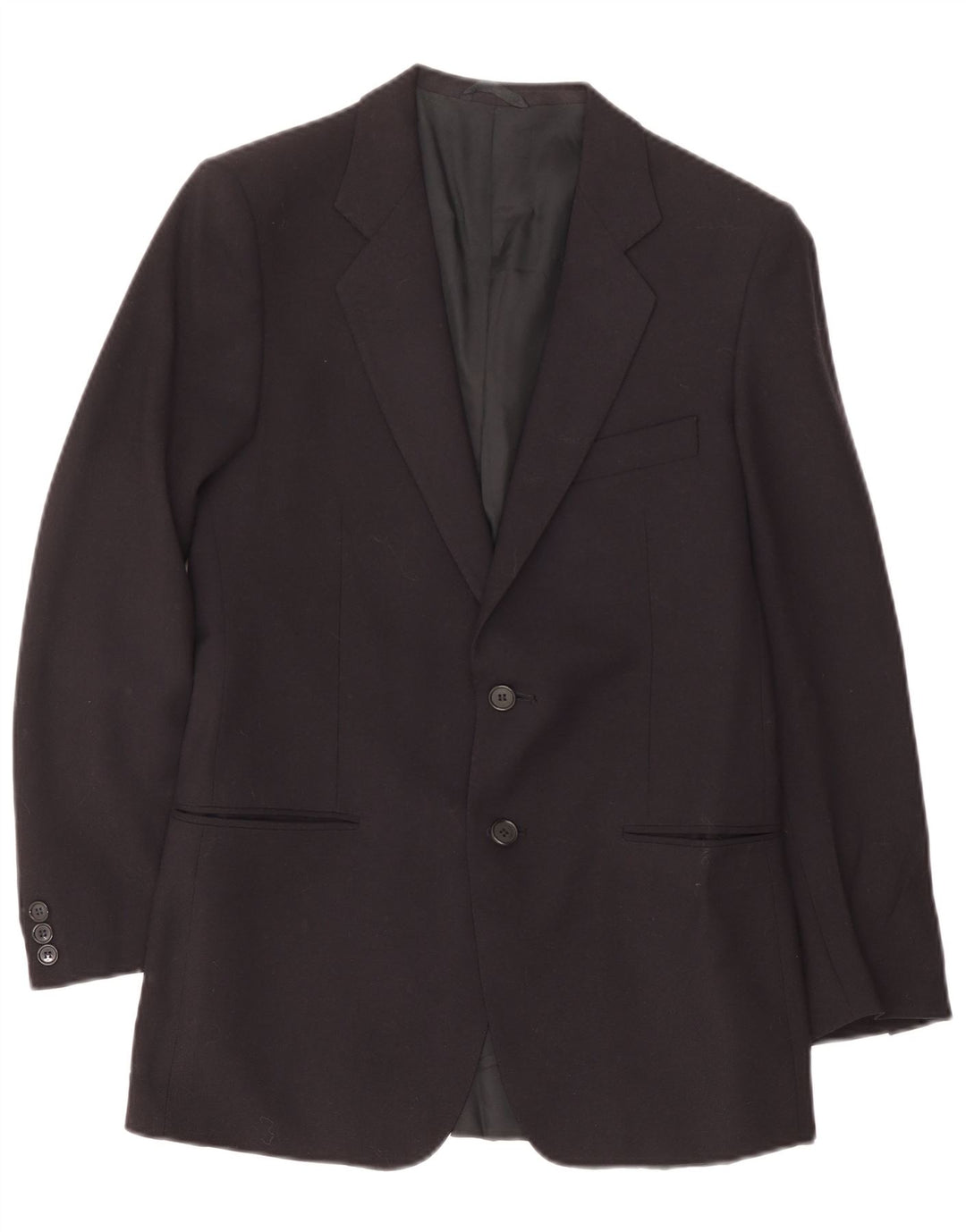 Vintage hombres 2 botones Blazer chaqueta IT 46 pequeña lana azul marino