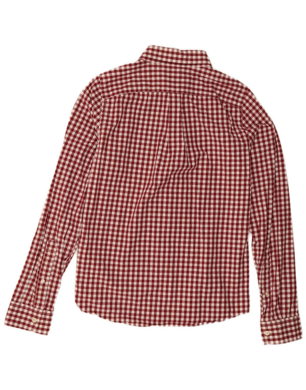 Abercrombie & Fitch Camisa ajustada a cuadros de cuadros a cuadros rojos medianos para hombre