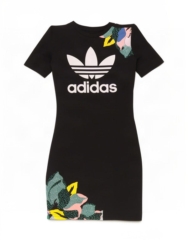 Adidas Vestido estilo camiseta con gráfico Her Studio London para mujer UK 6 XS Negro Floral
