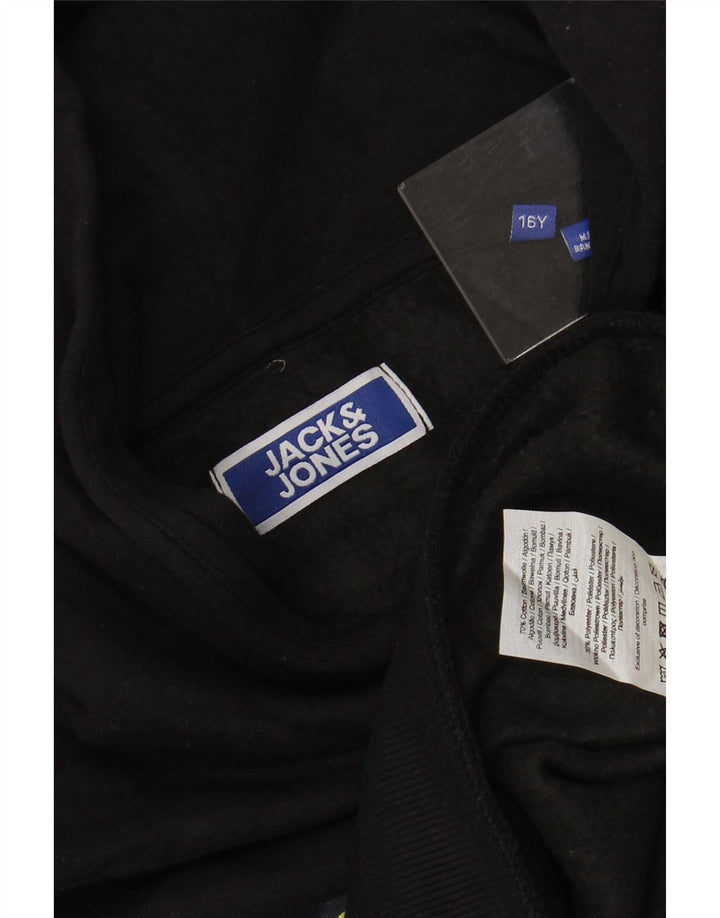 JACK & JONES Jersey con capucha estampada para niños 15-16 años Algodón negro