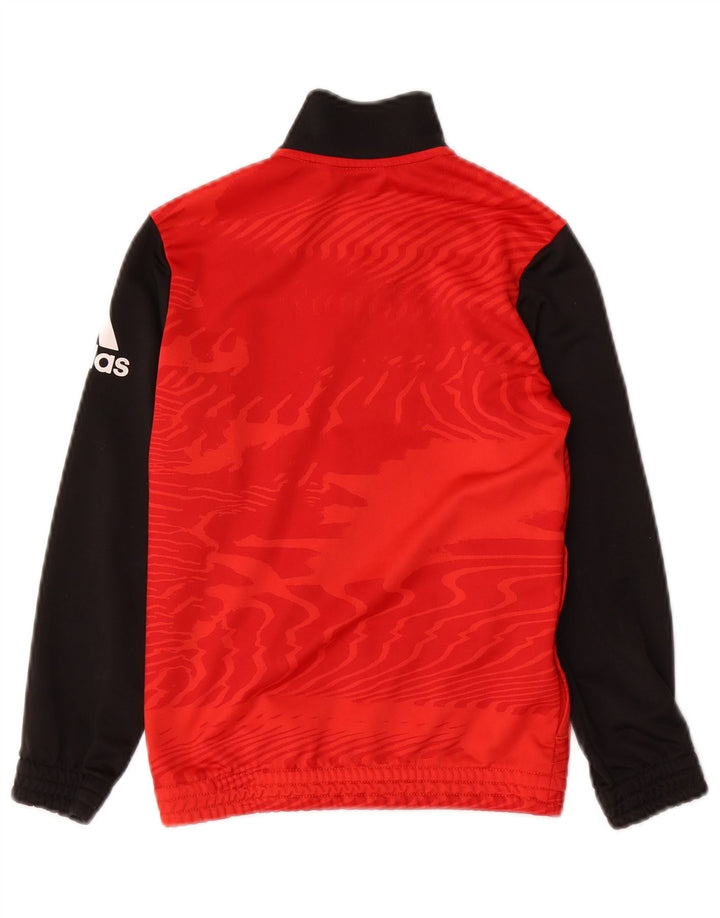 ADIDAS Boys Graphic Chándal Top Chaqueta 7-8 Años Rojo Colorblock