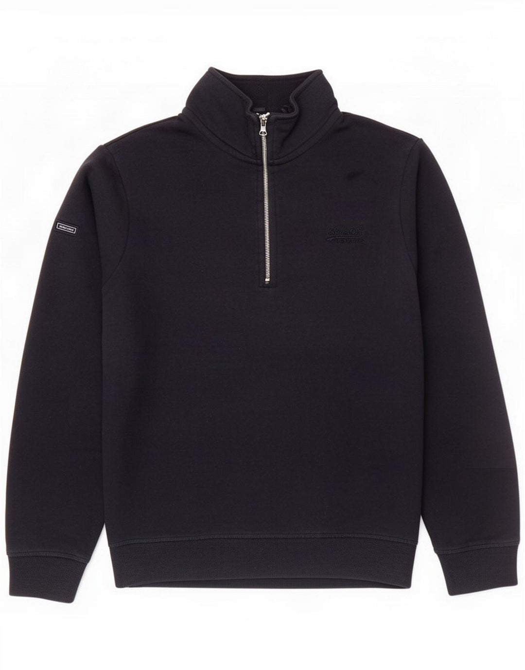 Superdry Sudadera con cuello y cremallera para hombre Jersey de algodón negro mediano