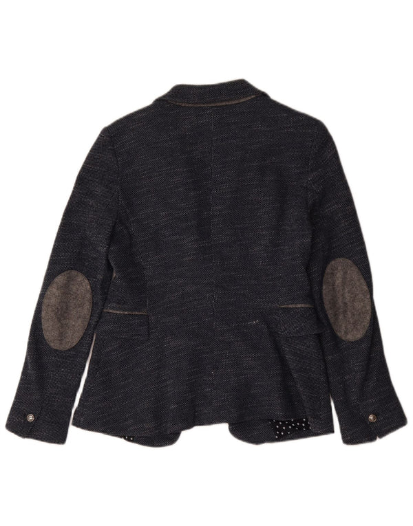 Zara Chaqueta Blazer De 1 Botón para Mujer UK 42 Mediana Azul Marino Moteada