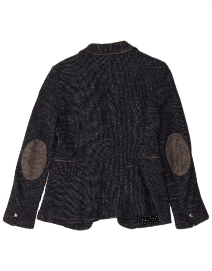 Zara Chaqueta Blazer De 1 Botón para Mujer UK 42 Mediana Azul Marino Moteada