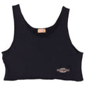 Vintage mujer crop chaleco top Reino Unido 14 algodón azul marino medio
