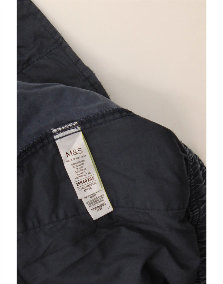 MARKS & SPENCER Pantalones cortos cargo para hombre W34 Grande Algodón azul marino