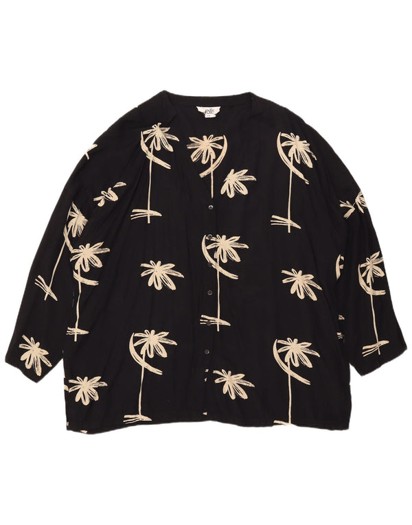 Wallis Blusa de manga 3/4 para mujer, talla grande, color negro floral