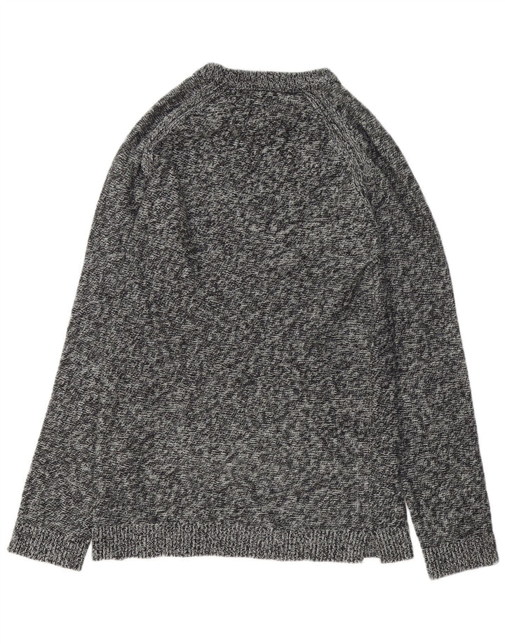 JACK & JONES Jersey tipo jersey con cuello barco para hombre, talla pequeña, gris moteado