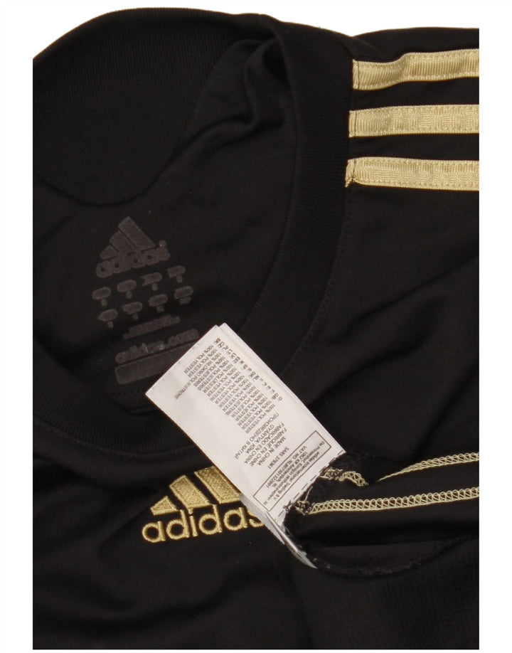Adidas - Camiseta con estampado abstracto para hombre, talla pequeña, poliéster negro