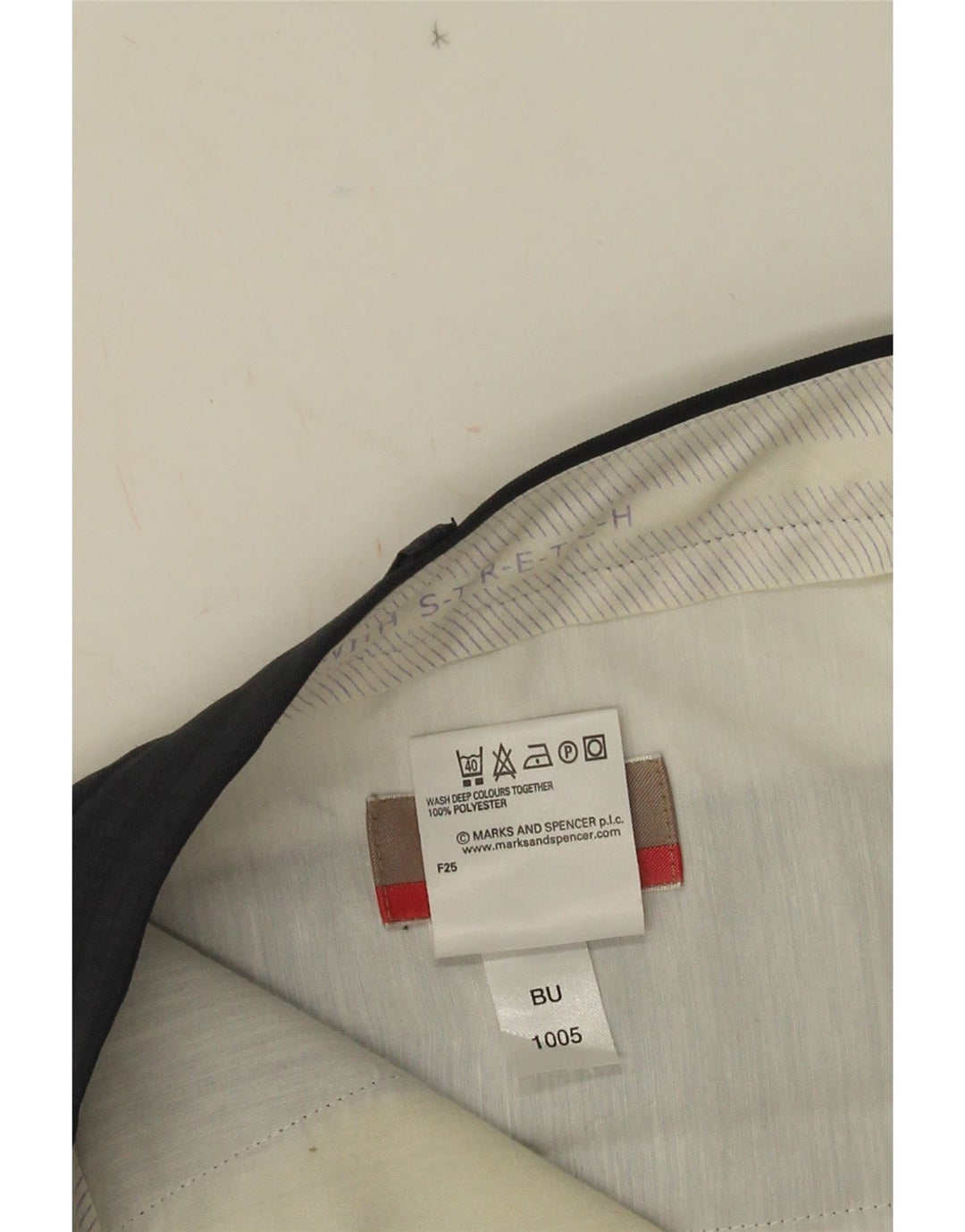 Marks & Spencer Pantalón de traje recto para hombre W36 L29 Poliéster azul marino