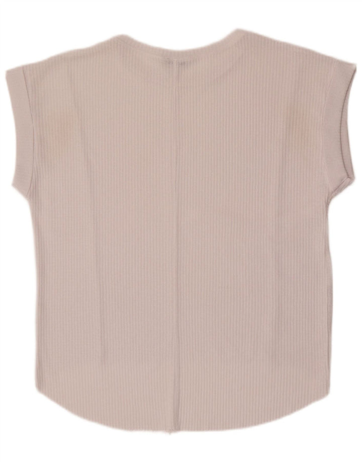 Zara Mujer Camiseta Sin Mangas Extragrande UK 10 Small Blanco