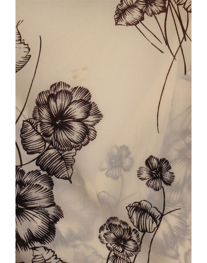 VINTAGE Mujer Ver a través de camisa blusa Reino Unido 12 Medio Off White Floral